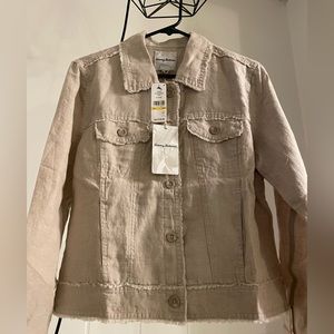 Two Palms Linen Raw-Edge Jacket